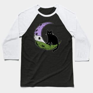 Genderqueer Cat Moon Baseball T-Shirt